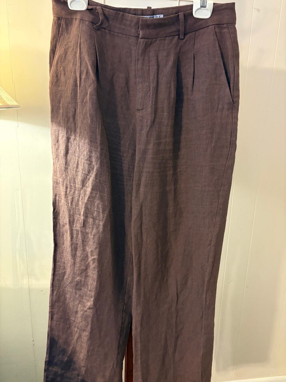 Sophie Rue Brown Wide Leg Linen Pants Sz Medium